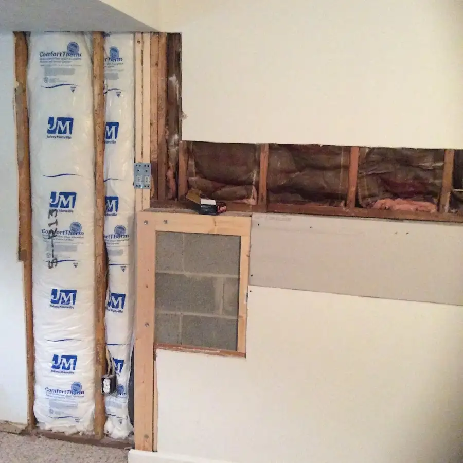 Wall insulation replacement during Basement Flood Cleanup in Marina